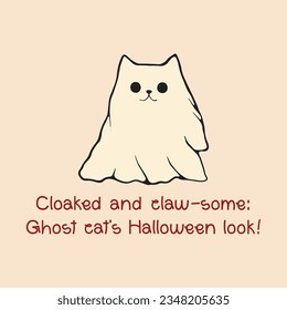 Retro Ghost Halloween t-shirt design. Cute cartoon. vintage vector illustration