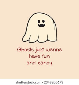 Retro Ghost Halloween t-shirt design. Cute cartoon. vintage vector illustration
