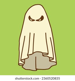 Retro Ghost Halloween t-shirt design. Cute cartoon. vintage vector illustration