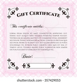 Certificado de regalo retro. Diseño artístico. Fácil de imprimir. Detallado.