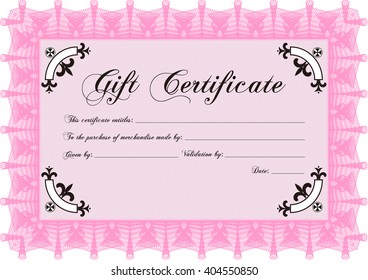 Certificado de regalo retro. Con fondo. Diseño cordial. Personalizable, fácil de editar y cambiar los colores. 