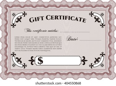 Retro Gift Certificate. With background. Cordial design. Customizable, Easy to edit and change colors. 