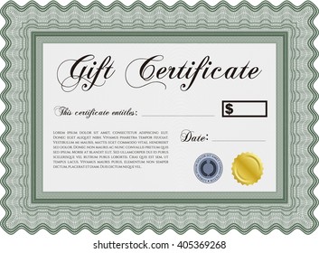 Retro Gift Certificate. With background. Cordial design. Customizable, Easy to edit and change colors. 
