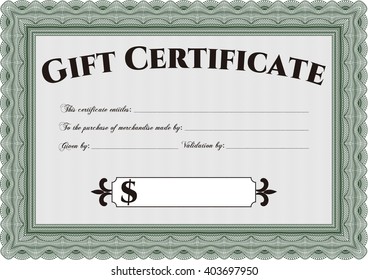 Retro Gift Certificate. With background. Customizable, Easy to edit and change colors. Good design. 