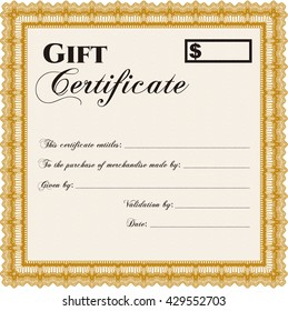 Retro Gift Certificate. With background. Customizable, Easy to edit and change colors. Good design. 