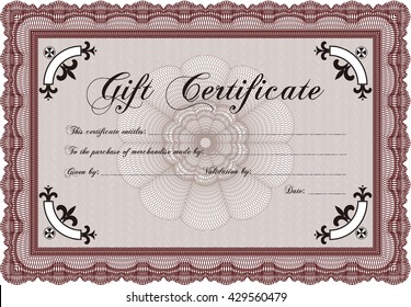 Retro Gift Certificate. With background. Customizable, Easy to edit and change colors. Cordial design. 