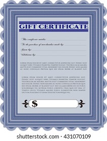 Retro Gift Certificate. With background. Customizable, Easy to edit and change colors. Cordial design. 