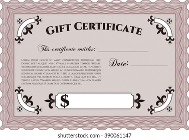 Retro Gift Certificate. With background. Good design. Customizable, Easy to edit and change colors. 
