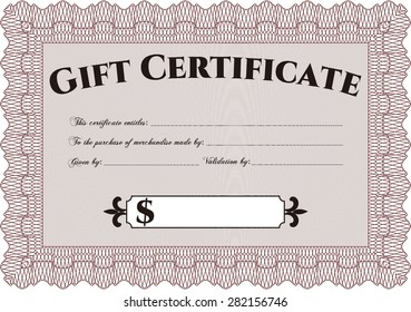 Retro Gift Certificate. Beauty design. Printer friendly. Customizable, Easy to edit and change colors.