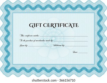 Certificado de regalo retro. Borde, marco. Diseño de belleza. Con un patrón de guilloche de gran calidad. 