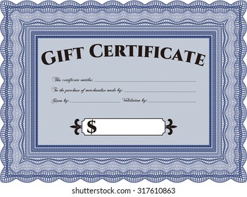 Retro Gift Certificate. Border, frame.Nice design. With linear background. 