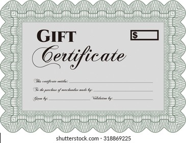 Certificado de regalo retro. Borde, marco.Con fondo complejo. Diseño artístico. 