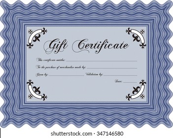 Retro Gift Certificate. Complex background. Sophisticated design. Detailed.