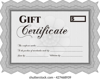 Retro Gift Certificate. With complex background. Customizable, Easy to edit and change colors. Good design. 