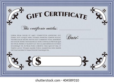 Retro Gift Certificate. Cordial design. Customizable, Easy to edit and change colors. With background. 