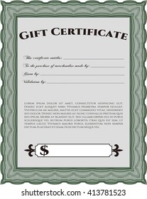 Retro Gift Certificate. Cordial design. With background. Customizable, Easy to edit and change colors. 