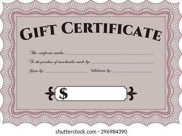 Retro Gift Certificate. Customizable, Easy to edit and change colors.Complex background. Sophisticated design. 