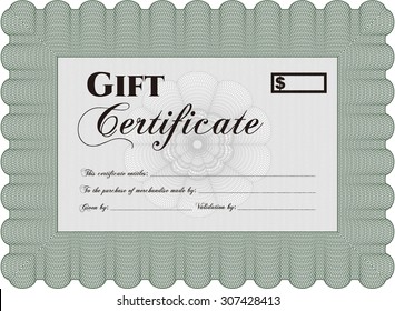 Certificado de regalo retro. Personalizable, fácil de editar y cambiar de color.Con fondo complejo. Diseño superior. 