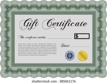 Retro Gift Certificate. Customizable, Easy to edit and change colors. With background. Good design. 