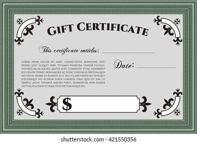 Retro Gift Certificate. Customizable, Easy to edit and change colors. Good design. With background. 