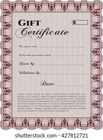 Retro Gift Certificate. Customizable, Easy to edit and change colors. With background. Cordial design. 