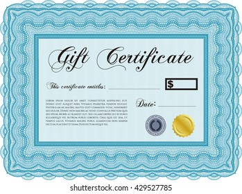 Retro Gift Certificate. Customizable, Easy to edit and change colors. With complex background. Good design. 