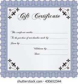 Retro Gift Certificate. Customizable, Easy to edit and change colors. Good design. With background. 