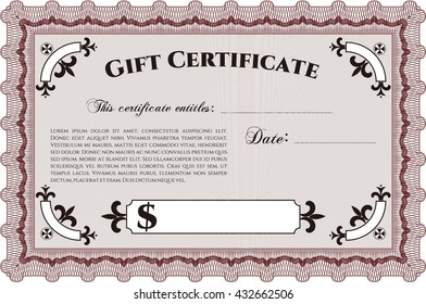 Certificado de regalo retro. Personalizable, fácil de editar y cambiar los colores. Diseño cordial. Con fondo. 