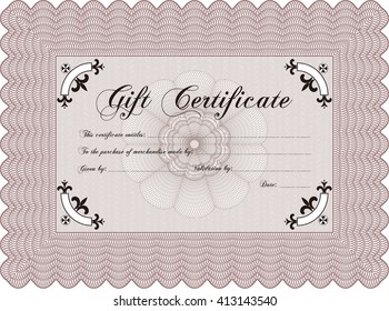 Retro Gift Certificate. Detailed. With background. Cordial design. 