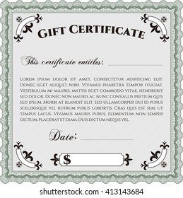 Retro Gift Certificate. Detailed. With background. Cordial design. 