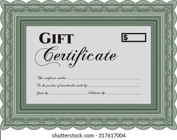Retro Gift Certificate. Good design. Detailed.With background. 