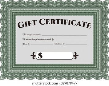 Certificado de regalo retro. Buen diseño. Detallado.Con fondo. 