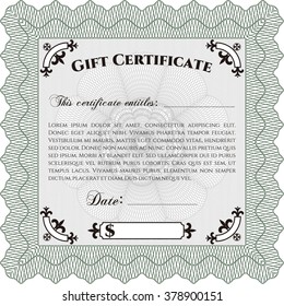 Certificado de regalo retro. Buen diseño. Con un fondo complejo. Personalizable, fácil de editar y cambiar los colores. 