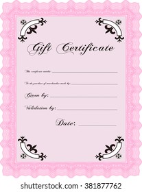 Certificado de regalo retro. Buen diseño. Personalizable, fácil de editar y cambiar los colores. Con un fondo complejo. 