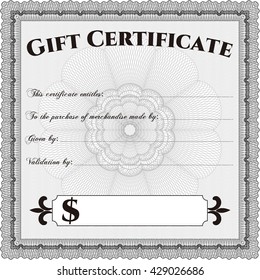 Retro Gift Certificate. Good design. Customizable, Easy to edit and change colors. With complex background. 