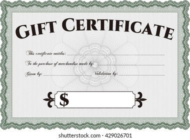 Certificado de regalo retro. Buen diseño. Personalizable, fácil de editar y cambiar los colores. Con un fondo complejo. 