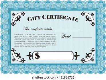 Retro Gift Certificate. Good design. Customizable, Easy to edit and change colors. With complex background. 