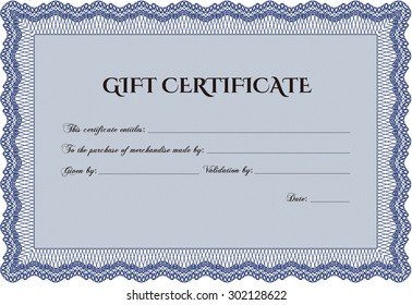 Retro Gift Certificate. With great quality guilloche pattern. Cordial design. Detailed.