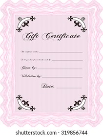 Retro Gift Certificate. Lovely design. Printer friendly. Customizable, Easy to edit and change colors.
