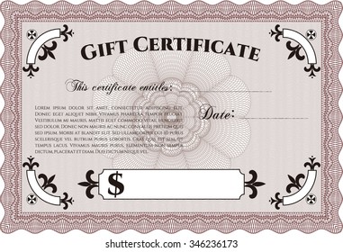 Retro Gift Certificate. Superior design. Complex background. Vector illustration.