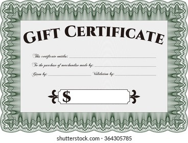 Certificado de regalo retro. Diseño superior. Ilustración vectorial.Con fondo de calidad.