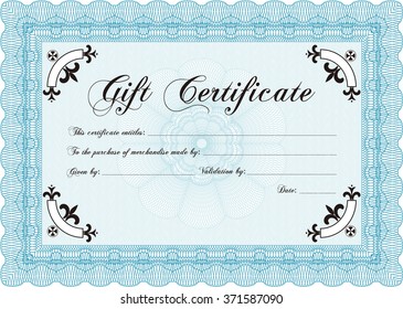 Plantilla de certificado de regalo retro. Diseño artístico. Fácil de imprimir. Ilustración vectorial.
