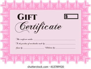 Plantilla de certificado de regalo retro. Diseño artístico. Con un fondo lineal complejo. Ilustración vectorial. 