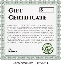 Plantilla de certificado de regalo retro. Diseño artístico. Con un fondo lineal complejo. Ilustración vectorial. 