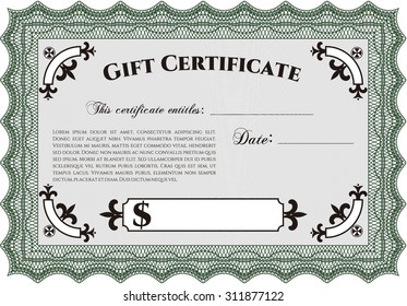 Retro Gift Certificate template. With background. Vector illustration.Superior design. 