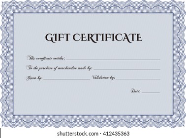 Retro Gift Certificate template. Beauty design. With linear background. Border, frame. 