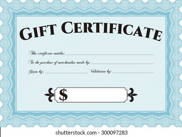 Retro Gift Certificate template. With complex background. Detailed.Retro design. 