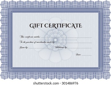 Retro Gift Certificate template. Complex design. With complex linear background. Detailed.