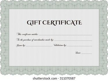 Retro Gift Certificate template. Complex background. Good design. Customizable, Easy to edit and change colors.