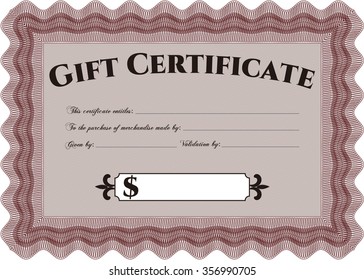 Retro Gift Certificate template. Complex background. Good design. Customizable, Easy to edit and change colors.